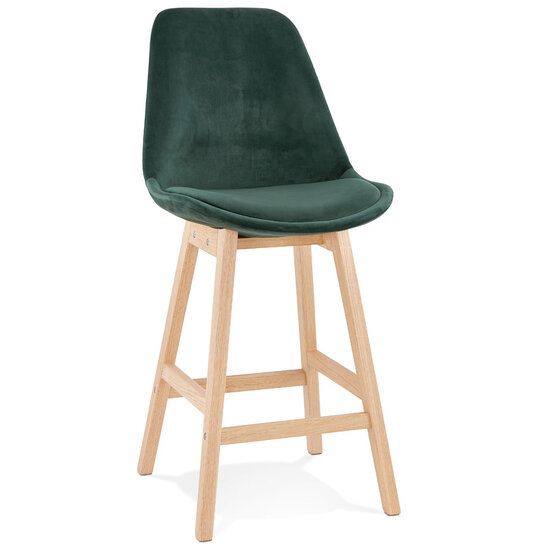 Meubelen-Online Counter chair barkruk Lars stof velvet groen met hout
