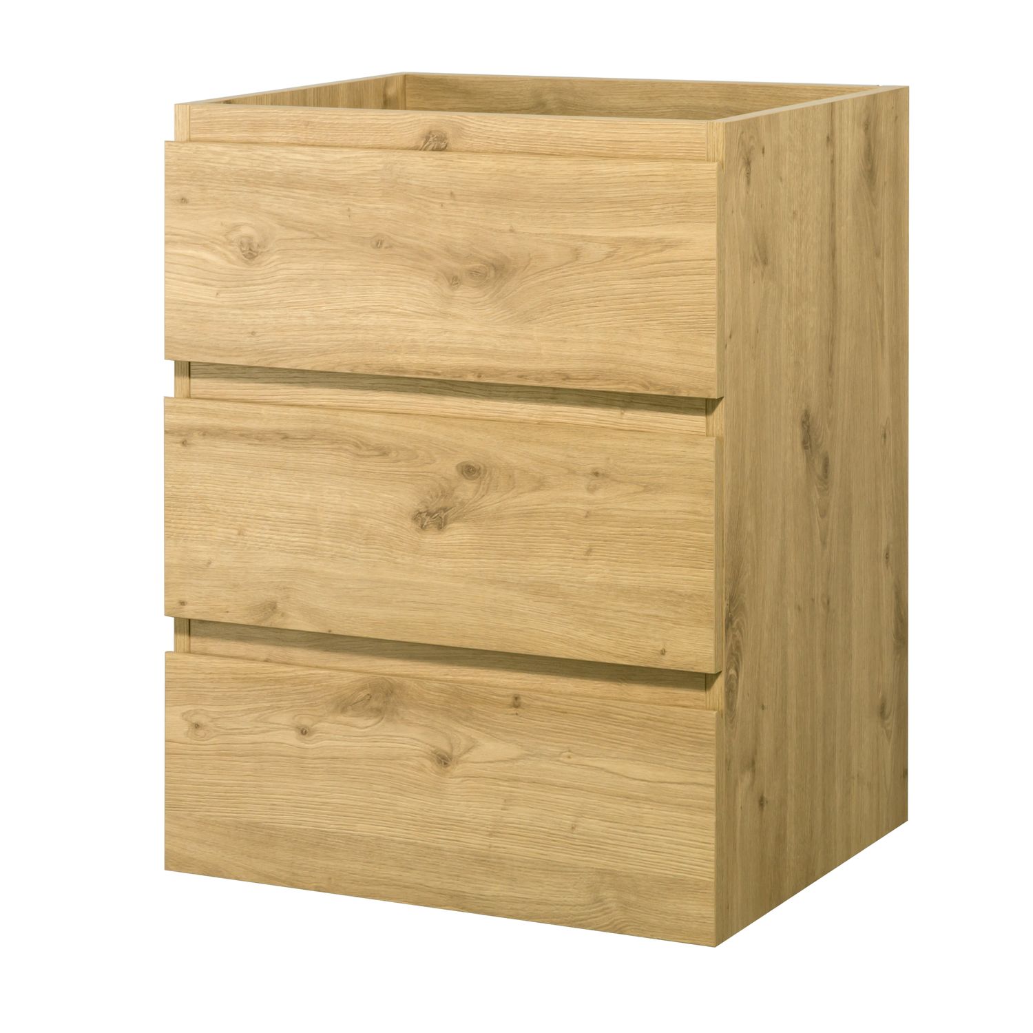 Aquazuro Wastafelonderkast Napoli 60cm 3 Laden Scandinavische Eik