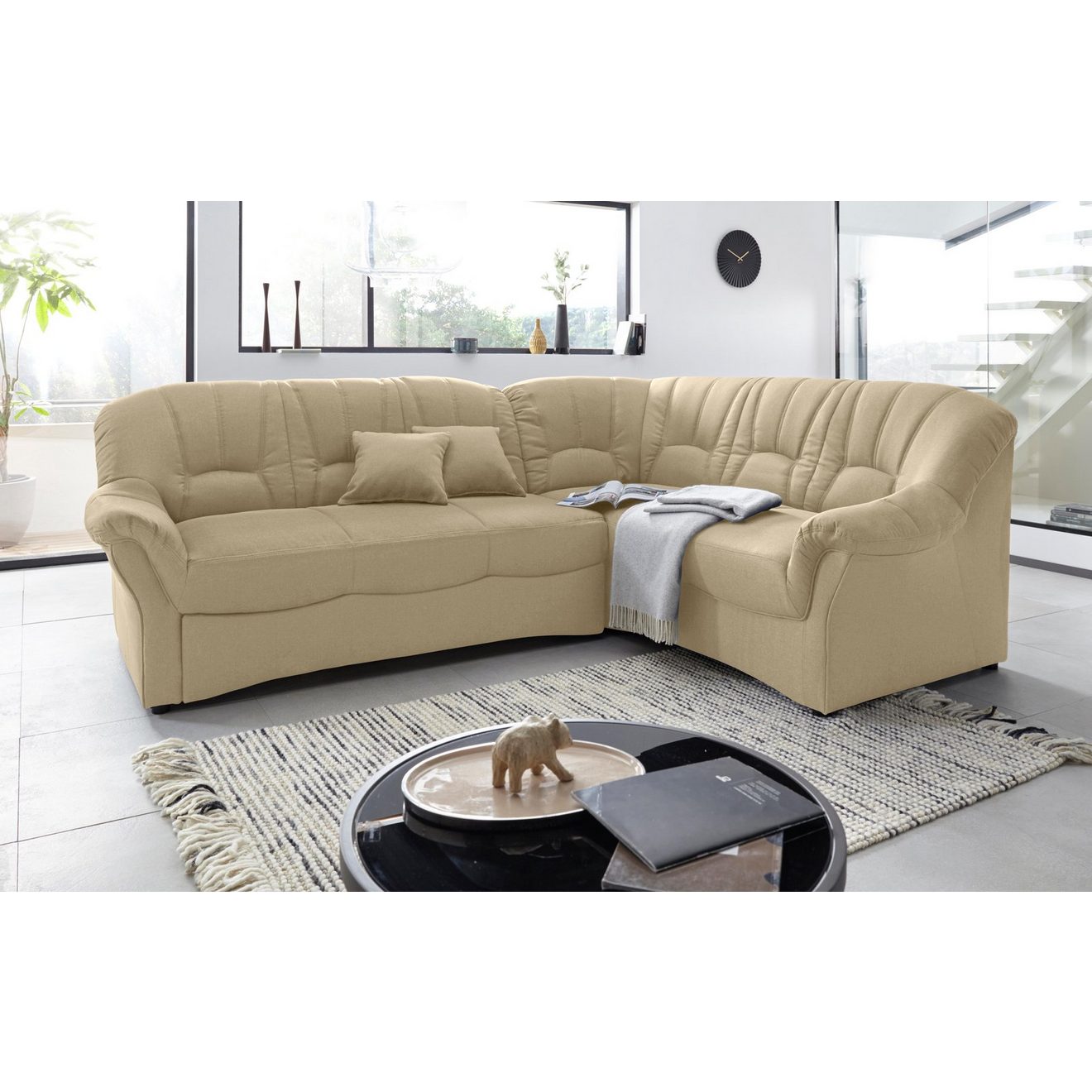 DOMO collection Hoekbank Bahia, tijdloos en elegant, comfortabele armleuningen, L-vorm