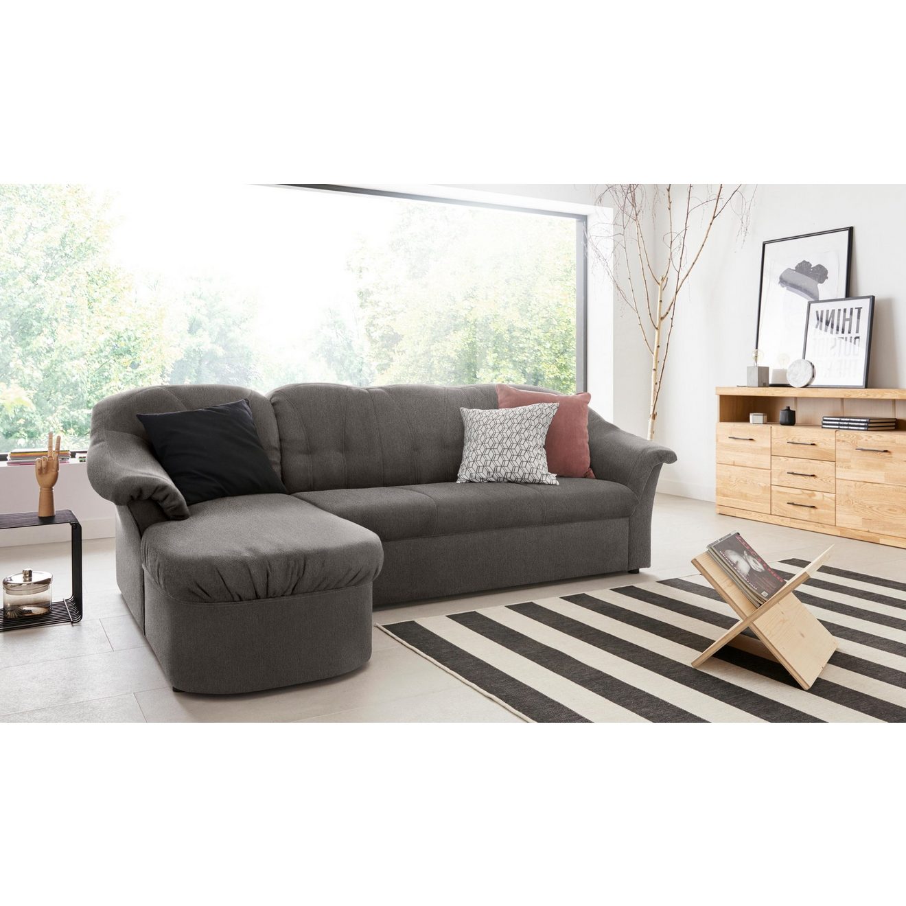 DOMO collection Hoekbank Pegnitz L-vorm optioneel met slaapfunctie