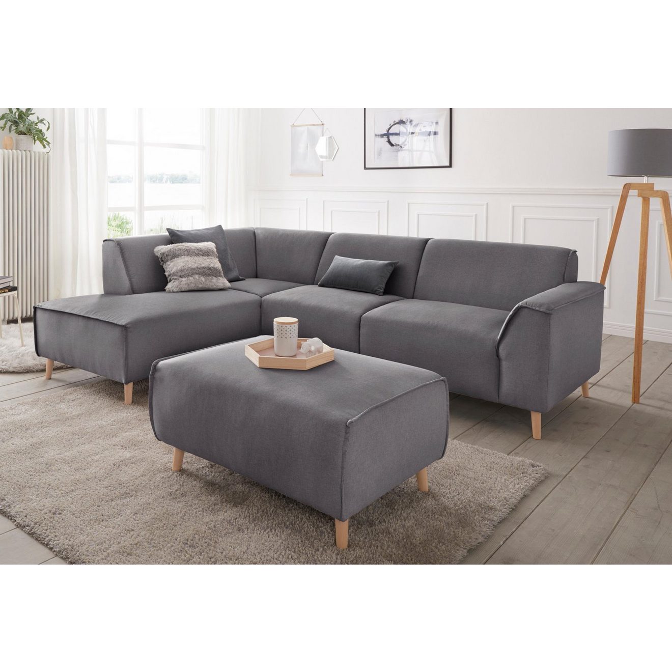 Andas Hoekbank Janek L-vorm met binnenvering en opstaande naad in scandinavisch design