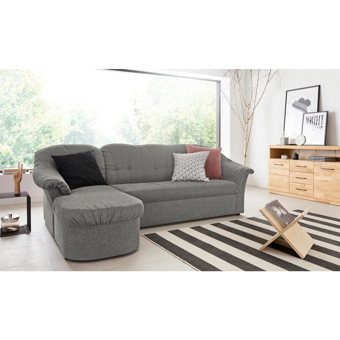 DOMO collection Hoekbank Pegnitz L-vorm optioneel met slaapfunctie