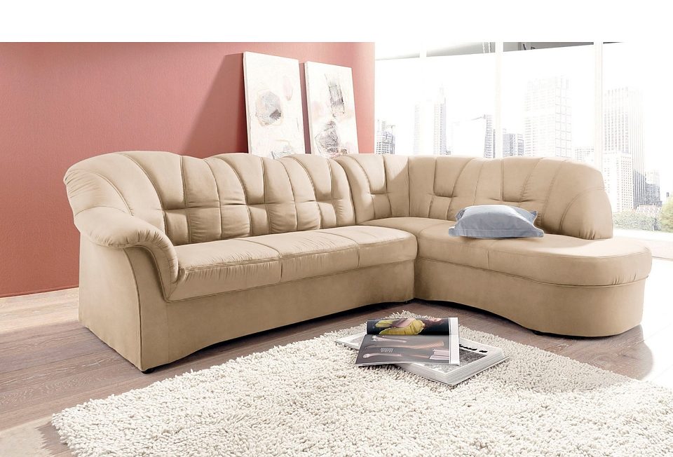 DOMO collection Hoekbank Papenburg, tijdloze rugsteppingen, elegante armleuning, L-vorm