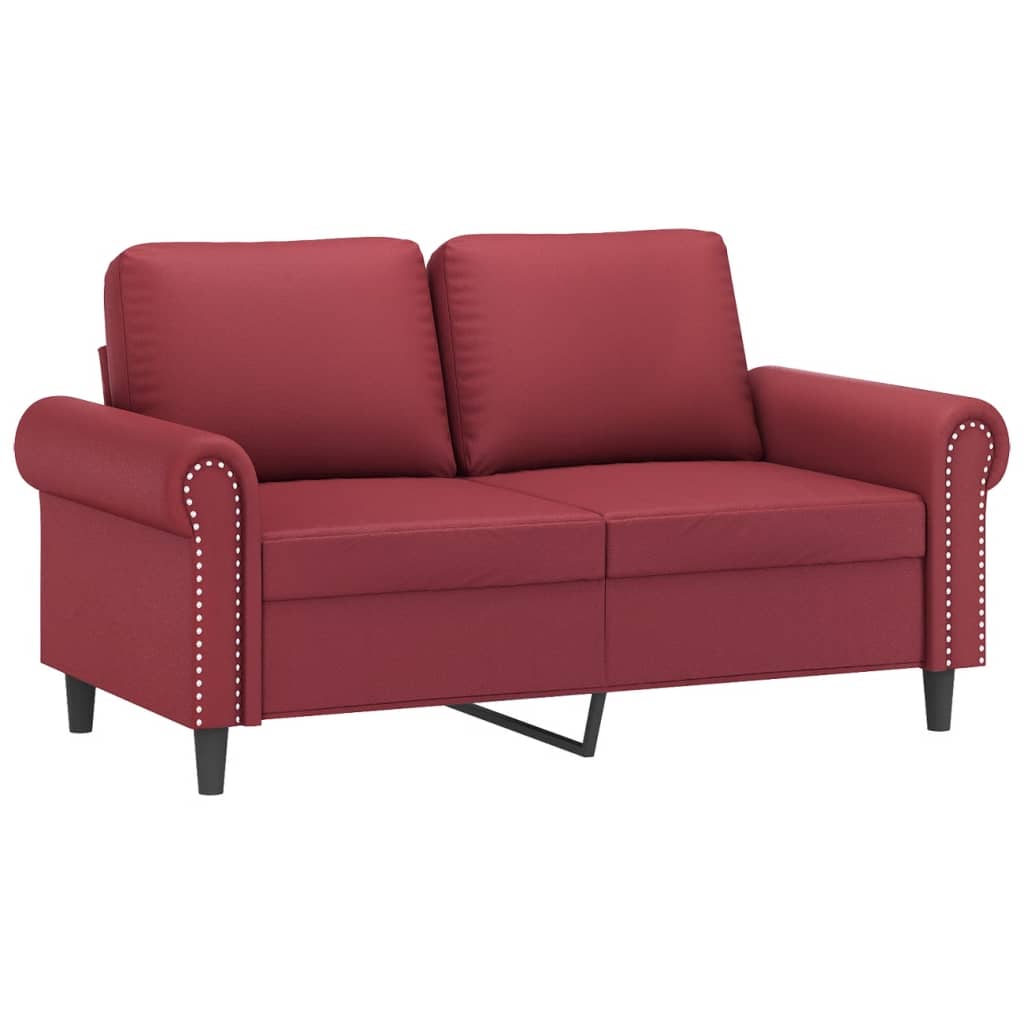 vidaXL 3-delige Loungeset met kussens kunstleer wijnrood