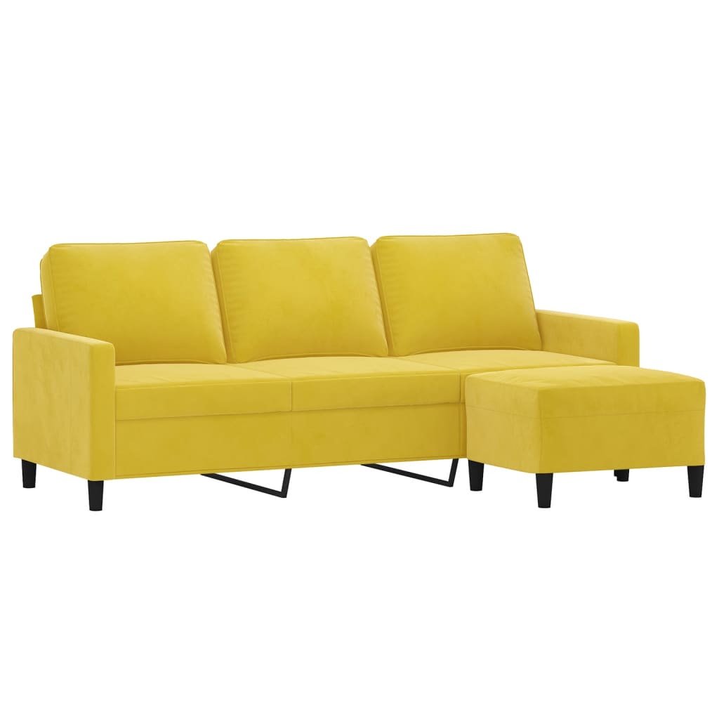 vidaXL Driezitsbank met voetenbank 180 cm fluweel geel