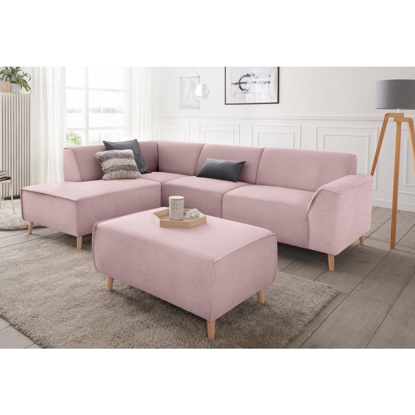 Andas Hoekbank Janek L-vorm met binnenvering en opstaande naad in scandinavisch design