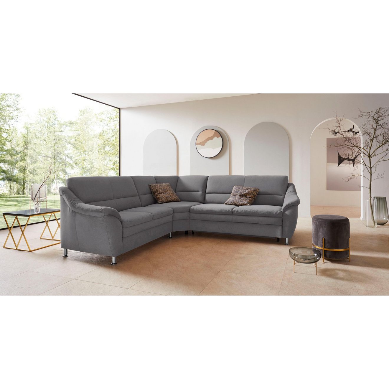 Places of Style Hoekbank Cardoso L-vorm met trapezehoek voor meer zitcomfort, naar keuze ook met slaapfunctie