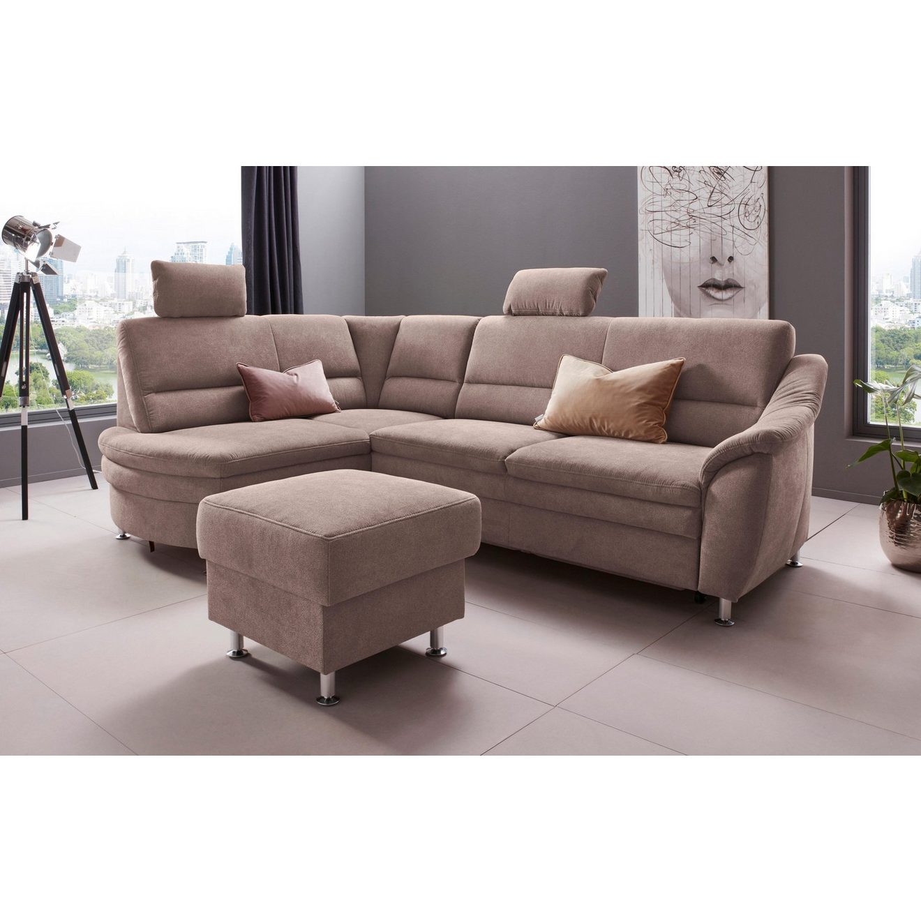 Places of Style Hoekbank Cardoso L-vorm Binnenvering, naar keuze met bed, lade