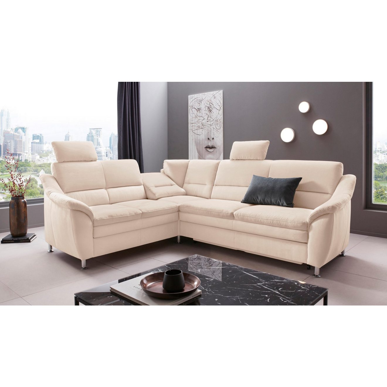 Places of Style Hoekbank Cardoso L-vorm Binnenvering, naar keuze met bed, lade, gedeeltelijk relaxfunctie
