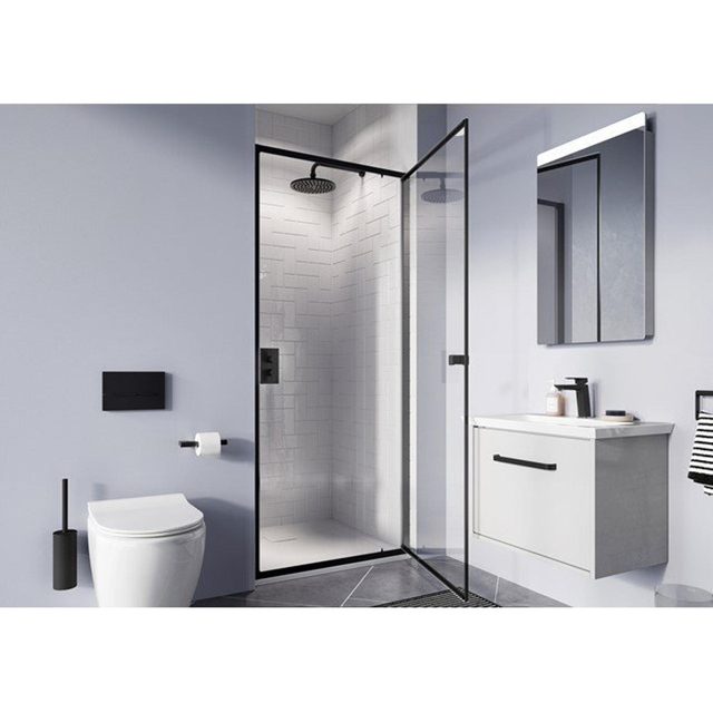 Crosswater Clear 6 Draaideur - 80x195cm - 6mm - veiligheidsglas - Matt Black CAPDBC0800