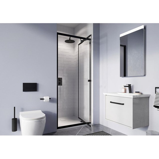 Crosswater Clear 6 In profiel draaiende deur - 76x195cm - 6mm - veiligheidsglas - Matt Black CAIDBC0760