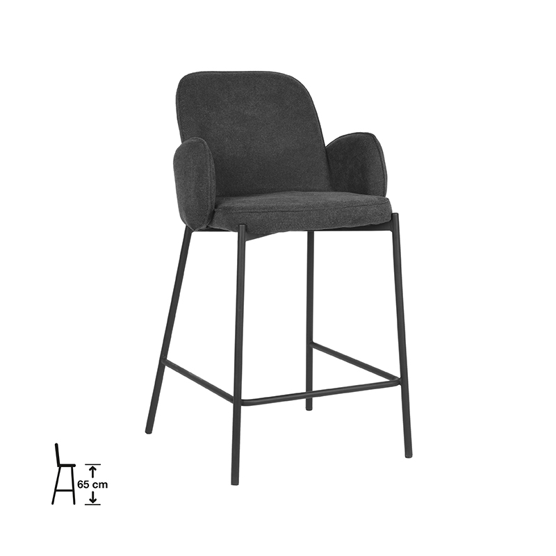 Het Steigerhouthuis D-MAXX Barkruk Jari - Antraciet - Weave - Zithoogte 65