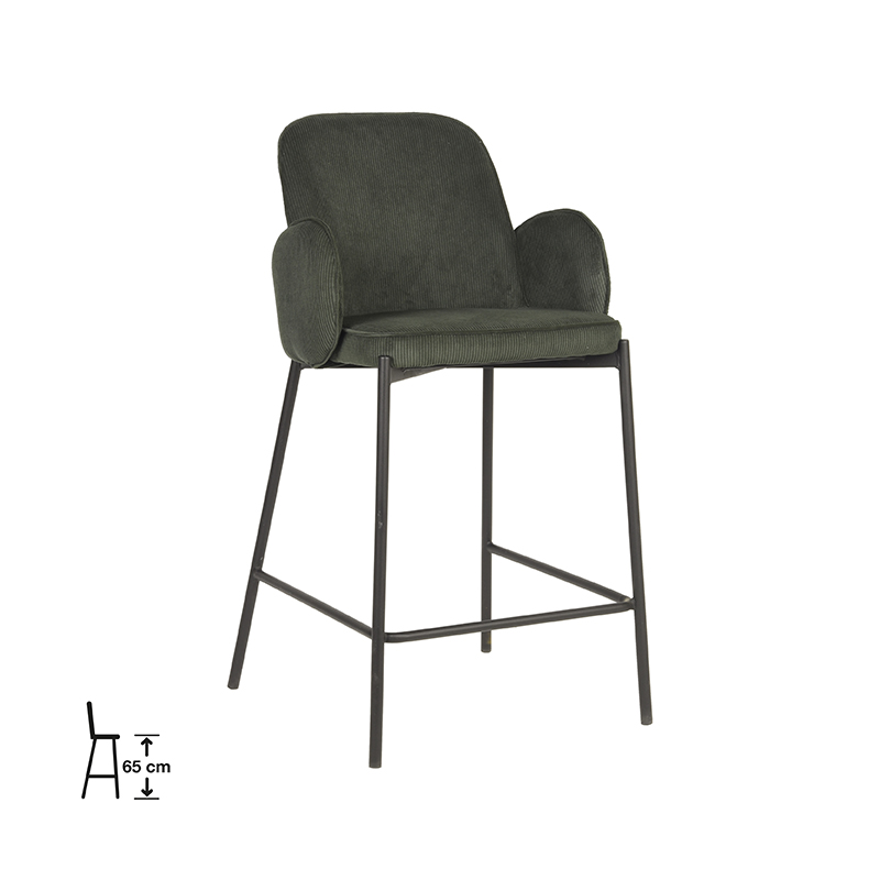 Het Steigerhouthuis D-MAXX Barkruk Jari - Army green - Ribcord - Zithoogte 65