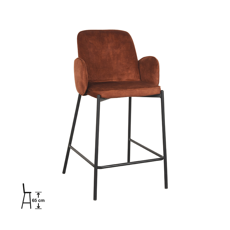 Het Steigerhouthuis D-MAXX Barkruk Jari - Rust - Velours - Zithoogte 65