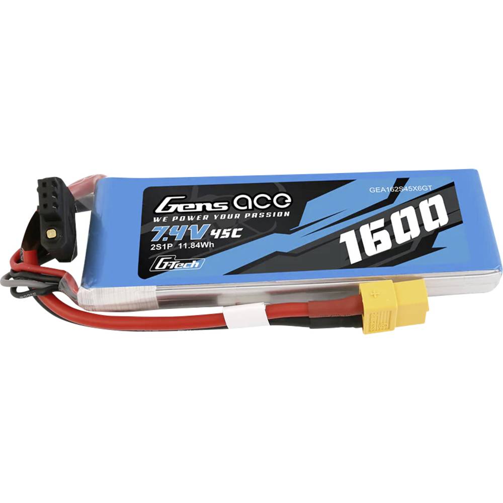 Gens ace LiPo accupack 7.4 V 1600 mAh Aantal cellen: 2 45 C Block XT60