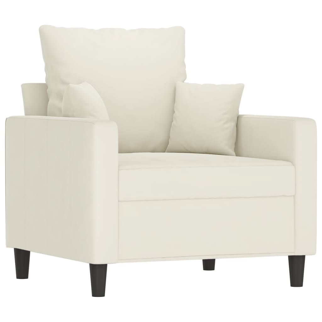 vidaXL 3-delige Loungeset met kussens fluweel crèmekleurig