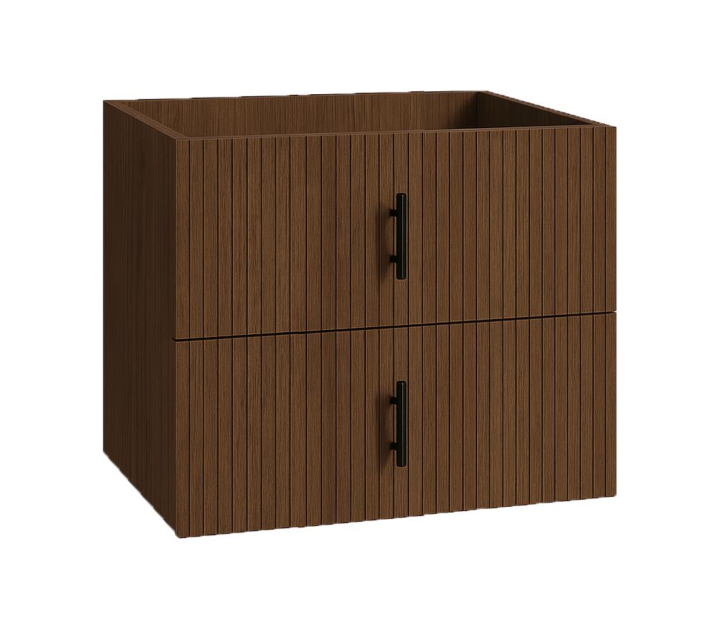 Muebles Raya onderkast ribbelfront 60cm met 2 softclose lades walnoot