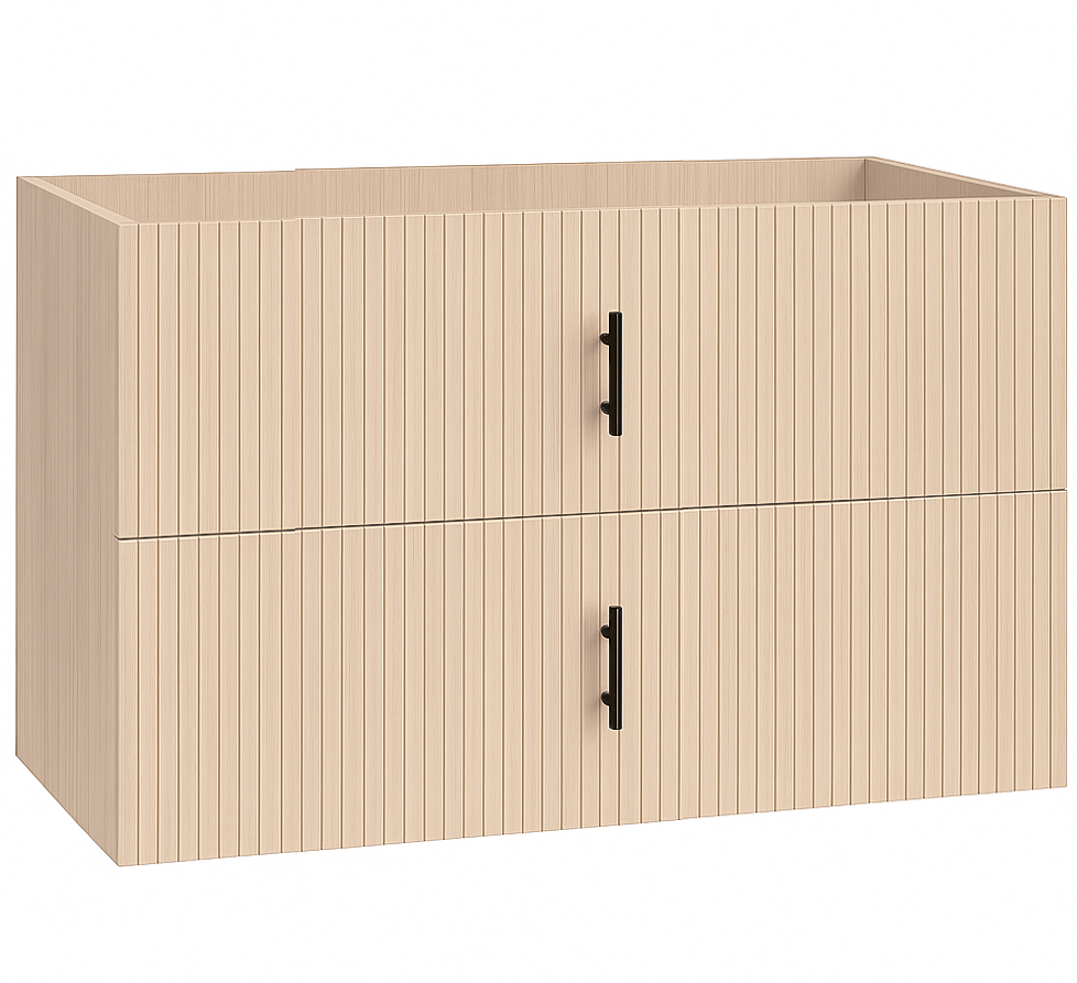 Muebles Raya onderkast ribbelfront 100cm met 2 softclose lades naturel eiken