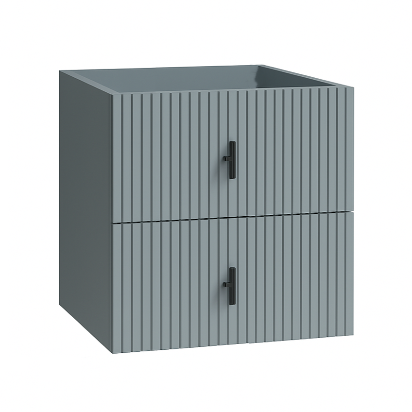 Muebles Raya onderkast ribbelfront 60cm met 2 softclose lades blauwgrijs