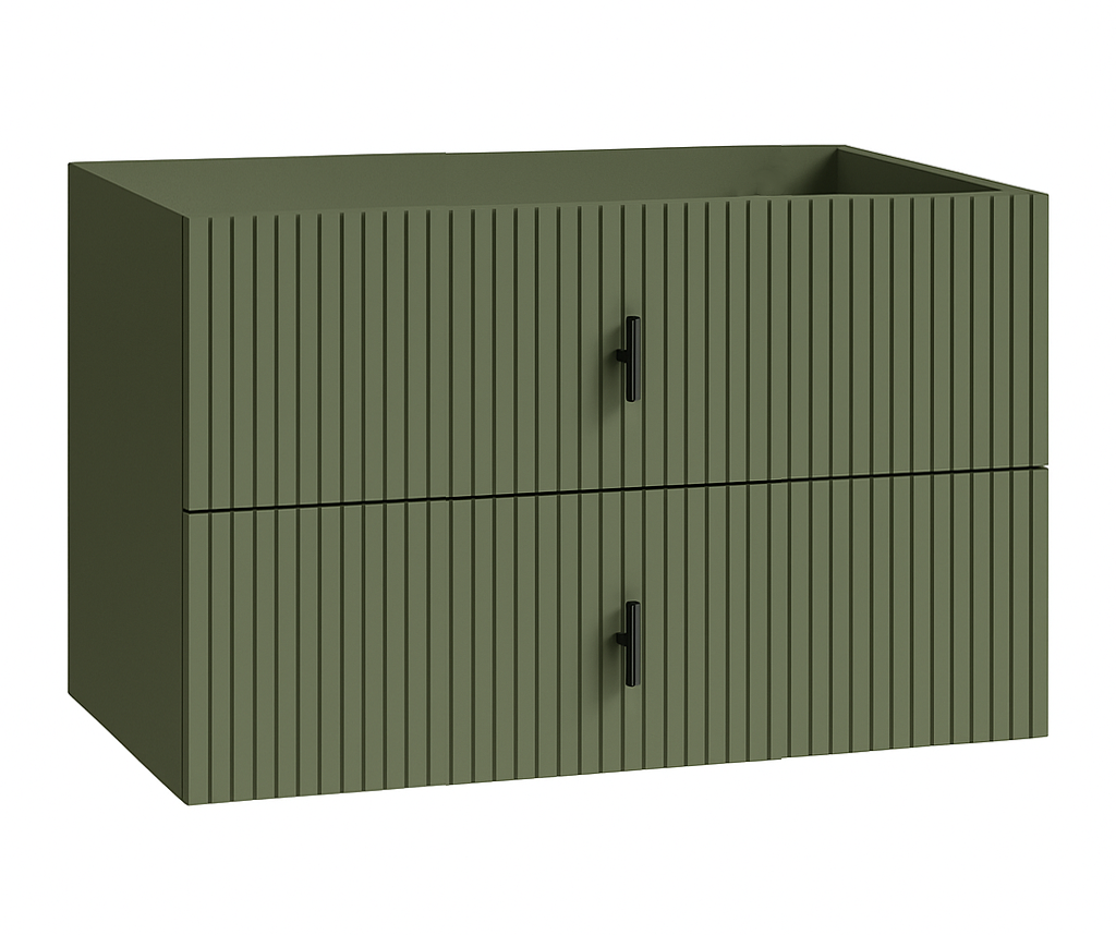 Muebles Raya onderkast ribbelfront 100cm met 2 softclose lades legergroen