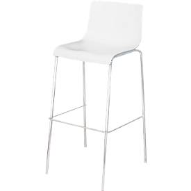 Meet_by_Paperflow Paperflow HARPER barkruk, rugleuning, stapelbaar, B 390 x D 320 x H 760 mm, polypropeen en verchroomd staal, wit, 2 stuks