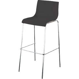 Meet_by_Paperflow Paperflow HARPER barkruk, rugleuning, stapelbaar, B 390 x D 320 x H 760 mm, polypropeen en verchroomd staal, zwart, 2 stuks
