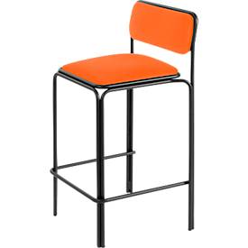 Meet_by_Paperflow Meet by Paperflow Bistro barkruk, staal met kunstlederen bekleding, zithoogte 850 mm, met rugleuning, B 485 x D 435 x H 1060 mm, 2 stuks, zwart/grate