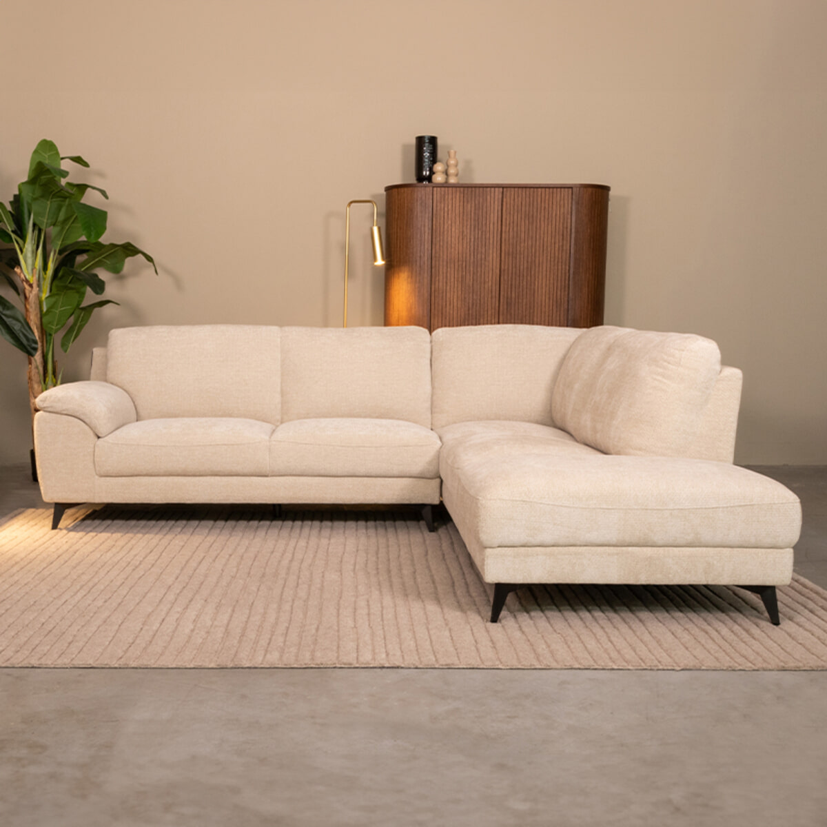 LABEL51 Loungebank Santino Rechts, Elite stof - Naturel