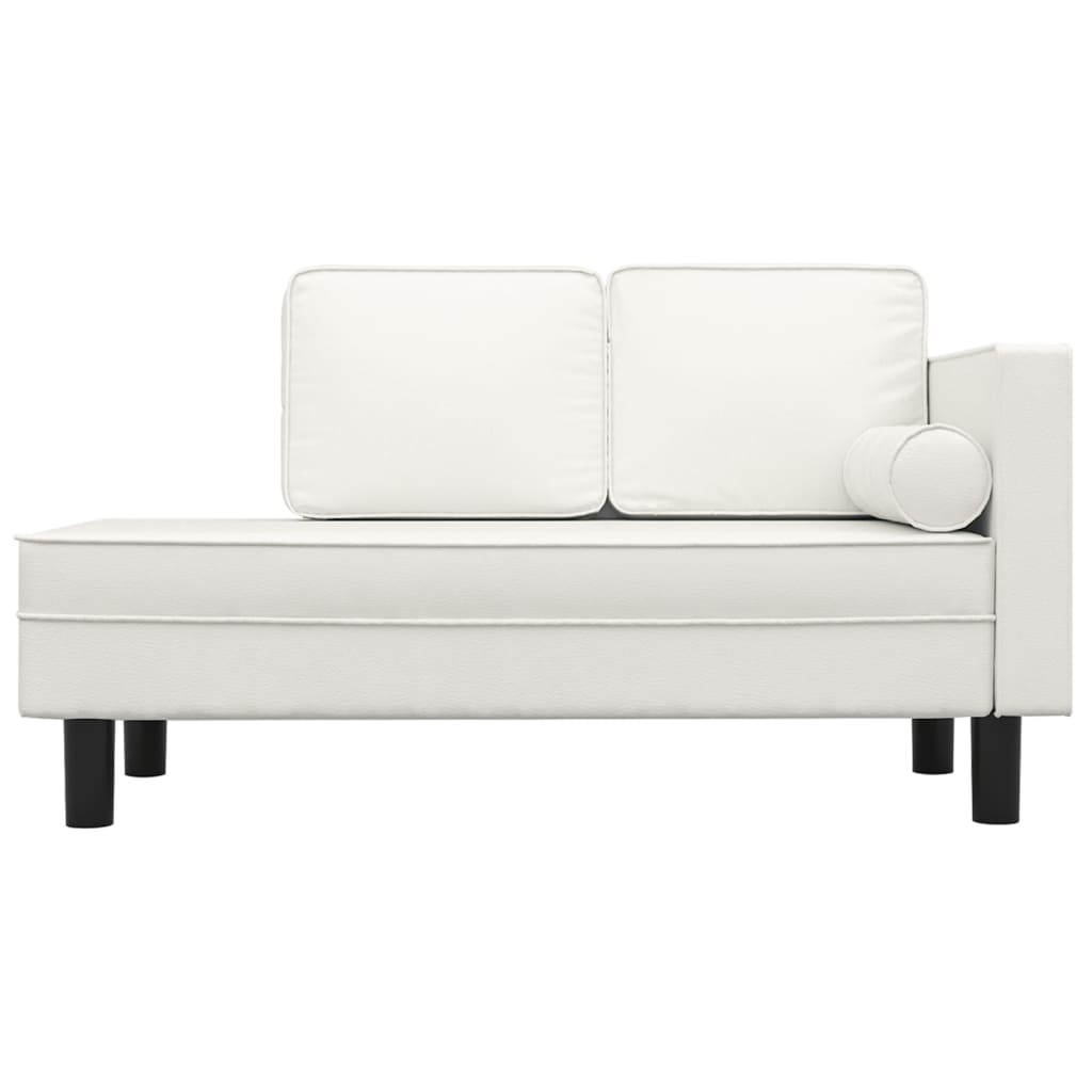 vidaXL Chaise longue met kussens en bolster kunstleer crèmekleurig