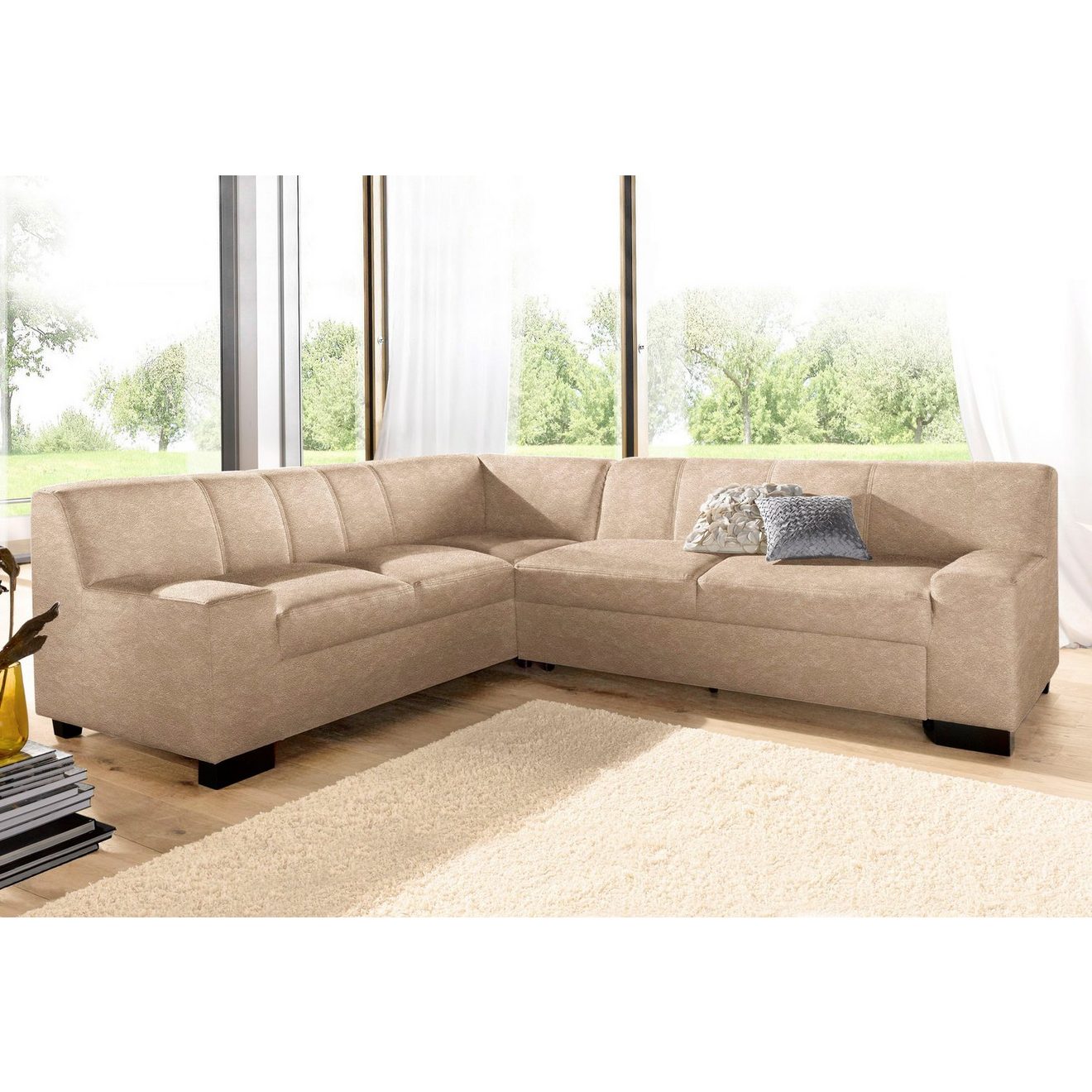 DOMO collection Hoekbank Norma, moderne armleuningen, tijdloos en elegant, L-vorm