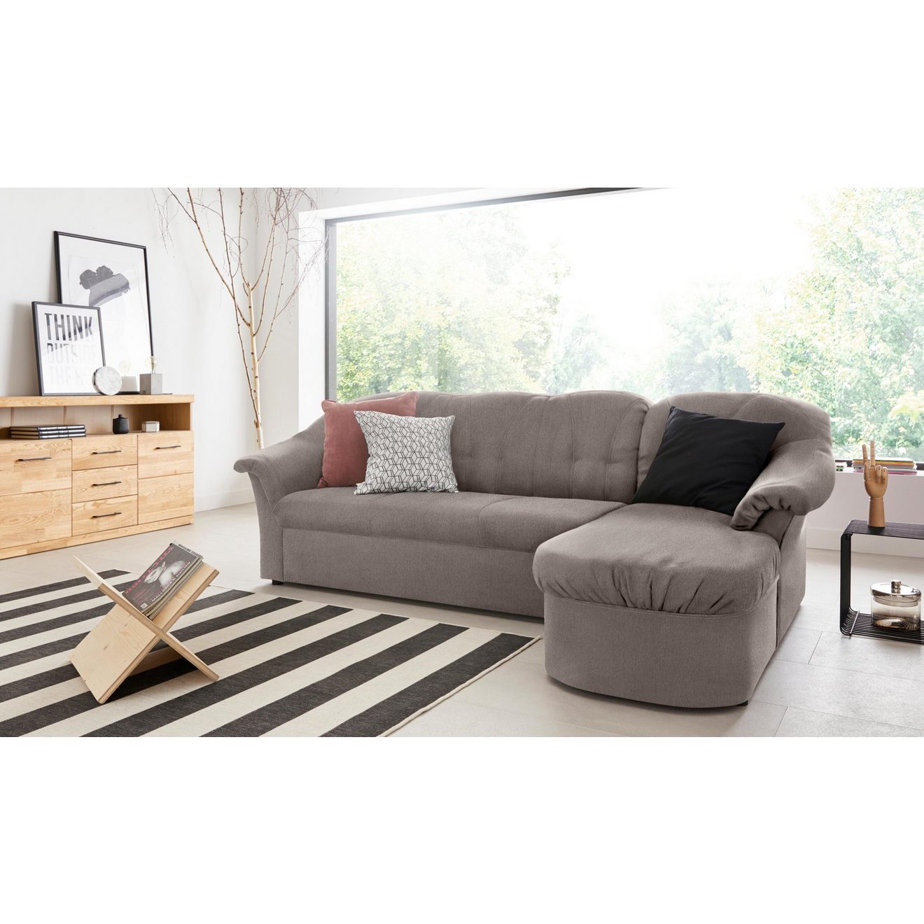 DOMO collection Hoekbank Pegnitz L-vorm optioneel met slaapfunctie