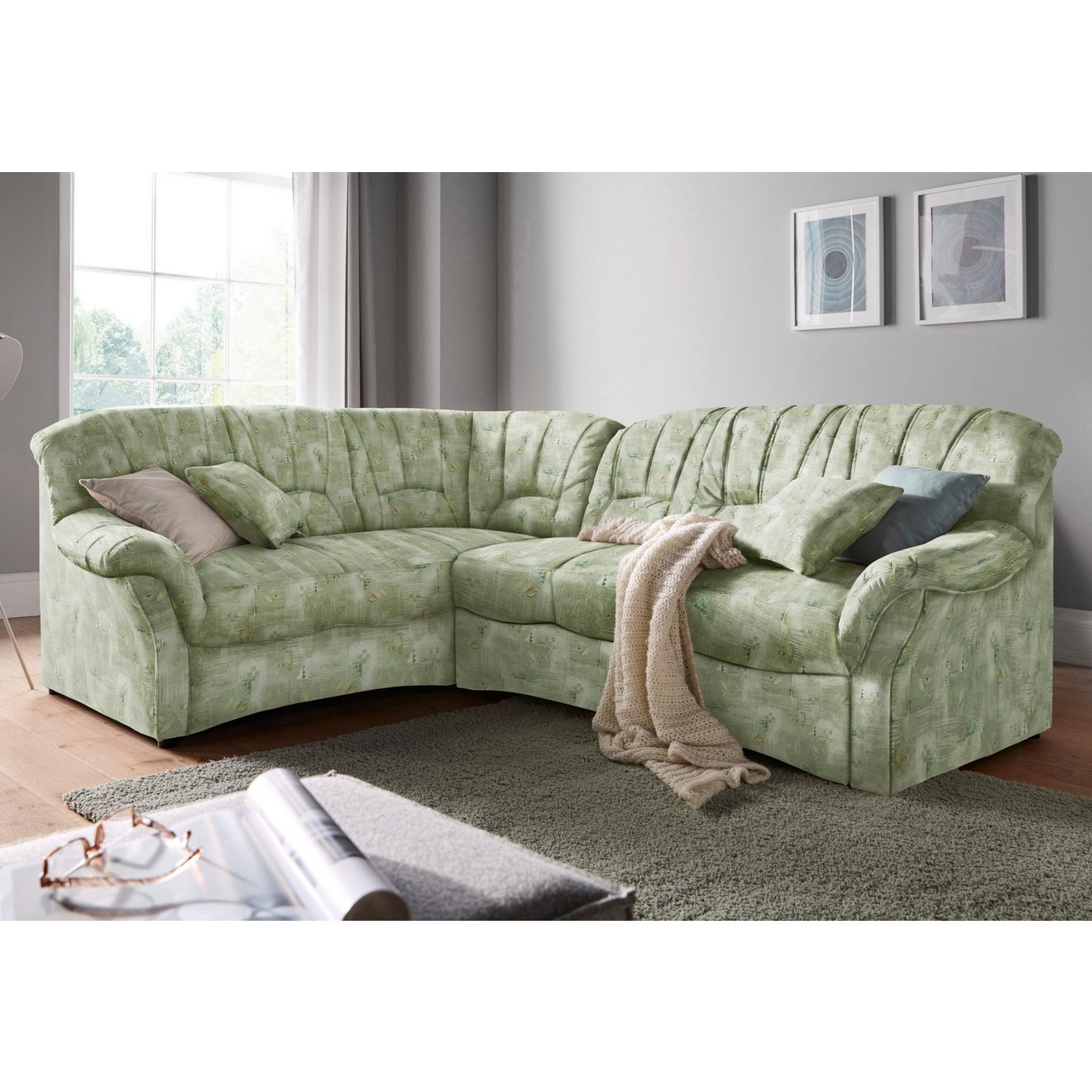 DOMO collection Hoekbank Bahia, tijdloos en elegant, comfortabele armleuningen, L-vorm