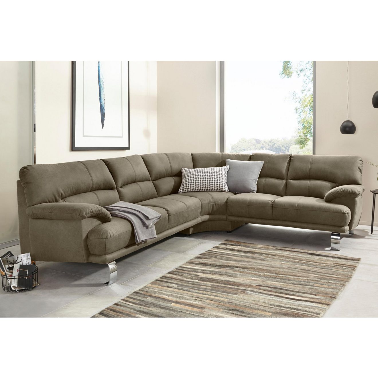TRENDMANUFAKTUR Hoekbank Cecilia II, in Italiaans design, comfortabel, hoog zitcomfort, L-vorm