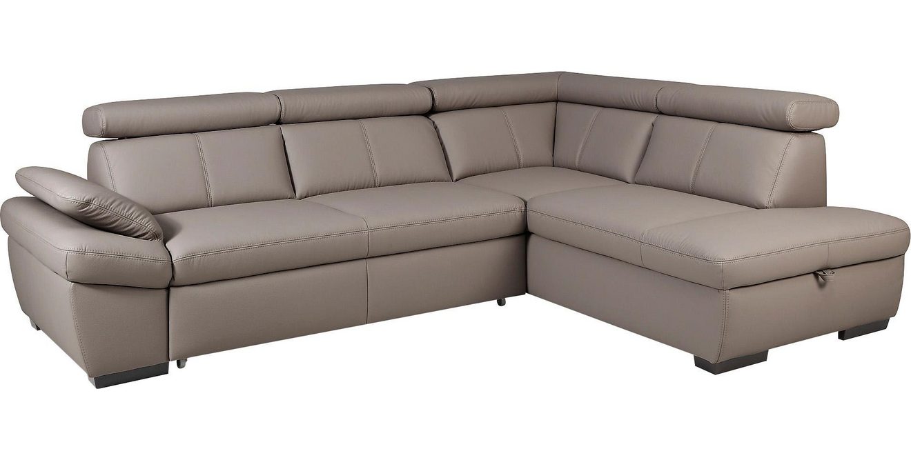 Exxpo - sofa fashion Hoekbank Salerno, klassieke moderne functionele bank, hoog zitcomfort, L-vorm inclusief verstelbare hoofdsteun en armleuning, naar keuze met slaapfunctie