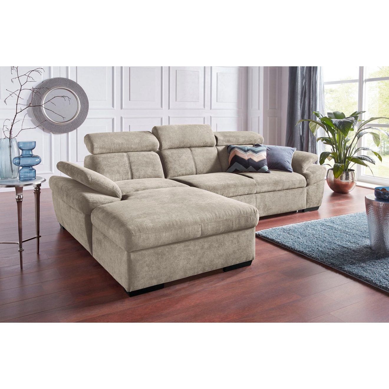 Exxpo - sofa fashion Hoekbank Salerno, incl. hoofd- en armdeelverstelling, elegant & comfortabel, L-vorm
