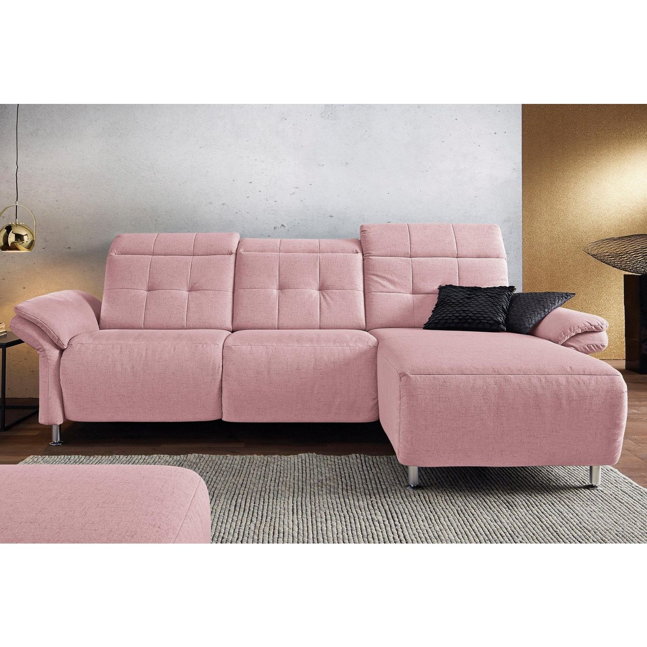 Places of Style Hoekbank Manhattan L-vorm bank met elektrische relaxfunctie, verstelbare armleuningen