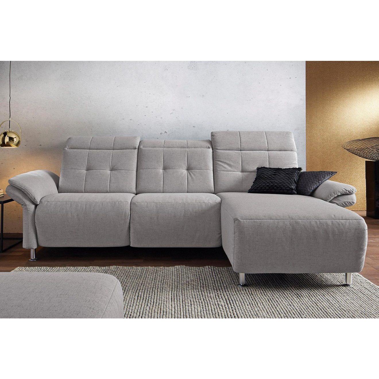 Places of Style Hoekbank Manhattan L-vorm bank met elektrische relaxfunctie, verstelbare armleuningen