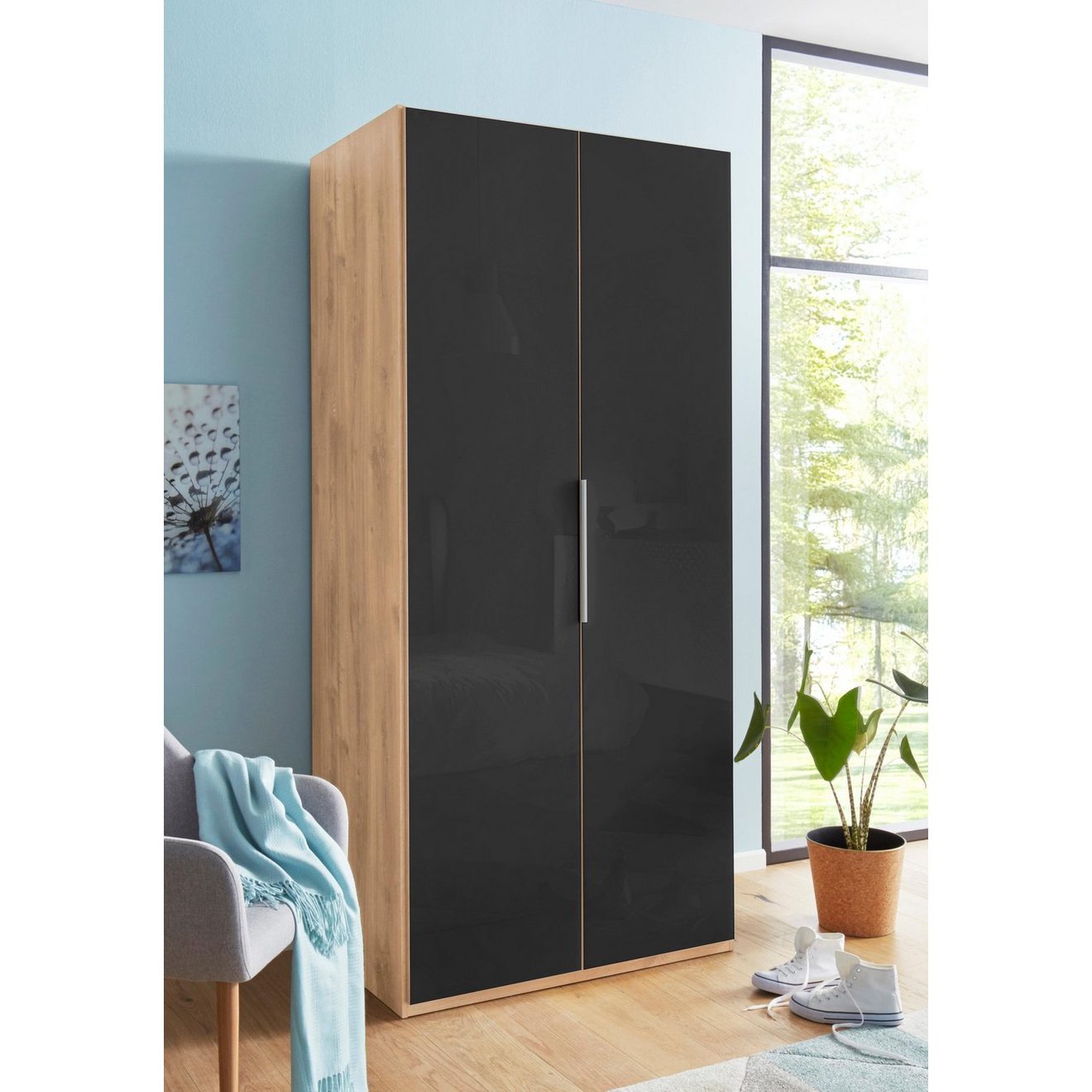 Wimex Kledingkast Level by fresh to go Deuren over het gehele oppervlak met gekleurd glas