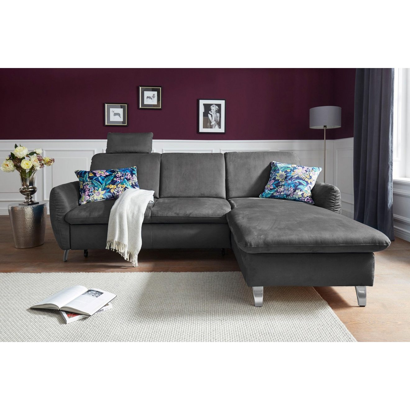Sit&more Hoekbank Daytona L-vorm met binnenvering, een hoofdsteun en naar keuze met slaapfunctie
