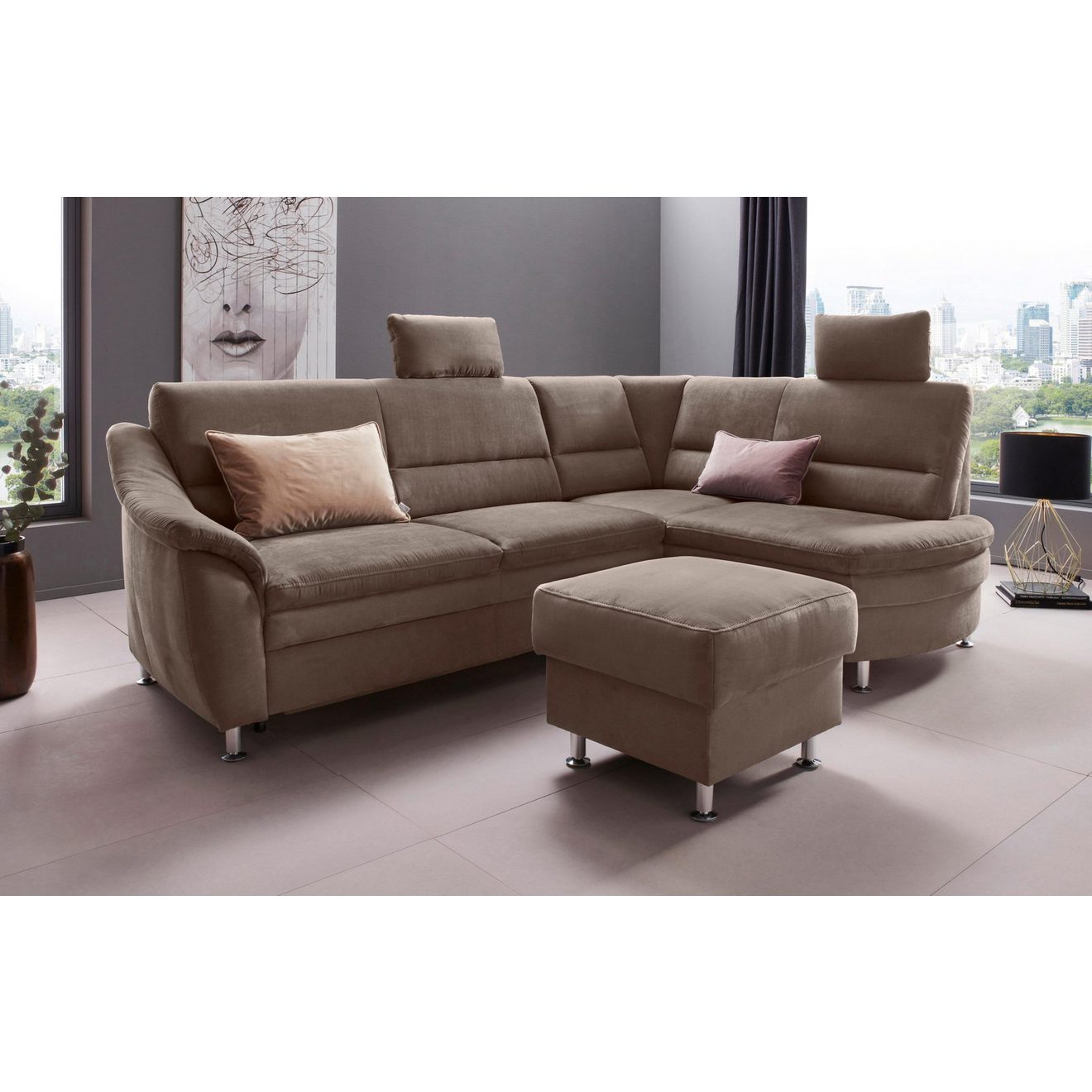 Places of Style Hoekbank Cardoso L-vorm Binnenvering, naar keuze met bed, lade