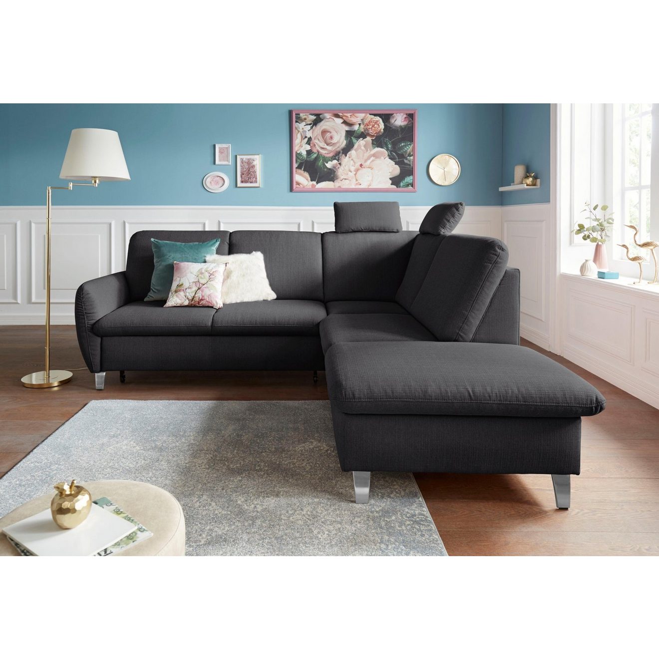 Sit&more Hoekbank Daytona L-vorm met binnenvering, twee hoofdsteunen en naar keuze met slaapfunctie