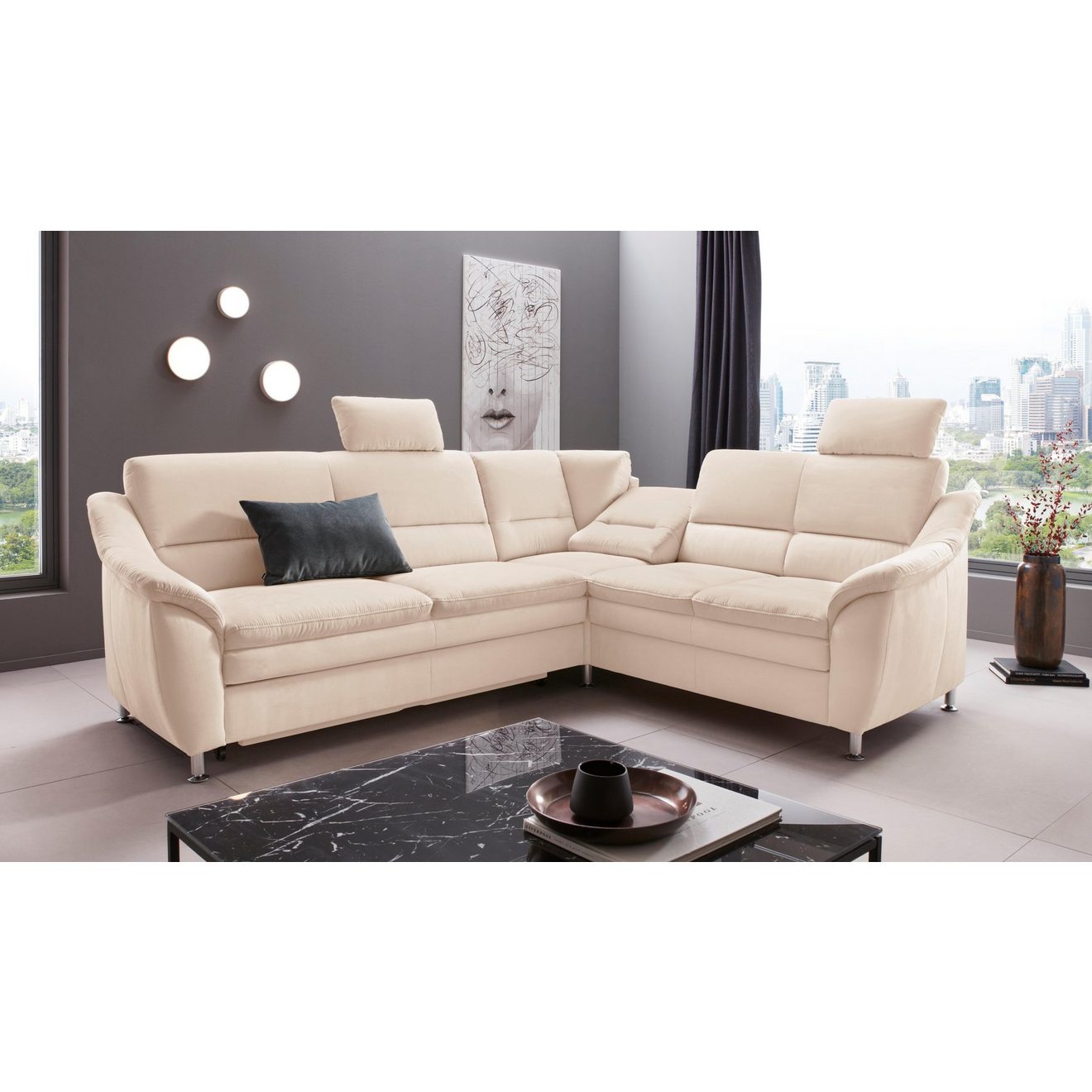 Places of Style Hoekbank Cardoso L-vorm Binnenvering, naar keuze met bed, lade, gedeeltelijk relaxfunctie