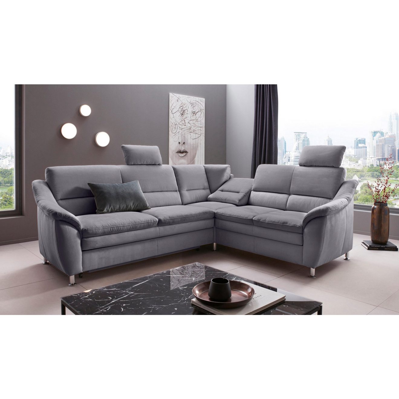 Places of Style Hoekbank Cardoso L-vorm Binnenvering, naar keuze met bed, lade, gedeeltelijk relaxfunctie