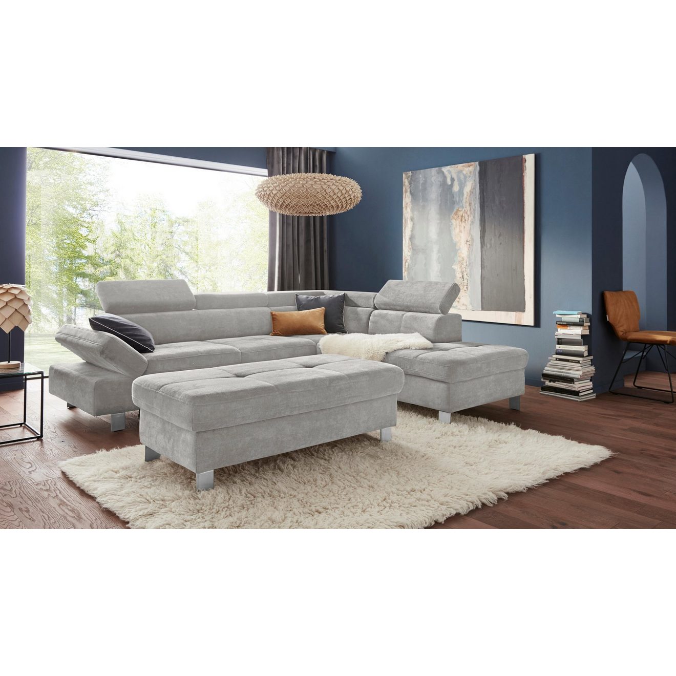 Exxpo - sofa fashion Hoekbank Fiji, L-vorm met verstelbare hoofdsteun resp. rugleuning, naar keuze met slaapfunctie