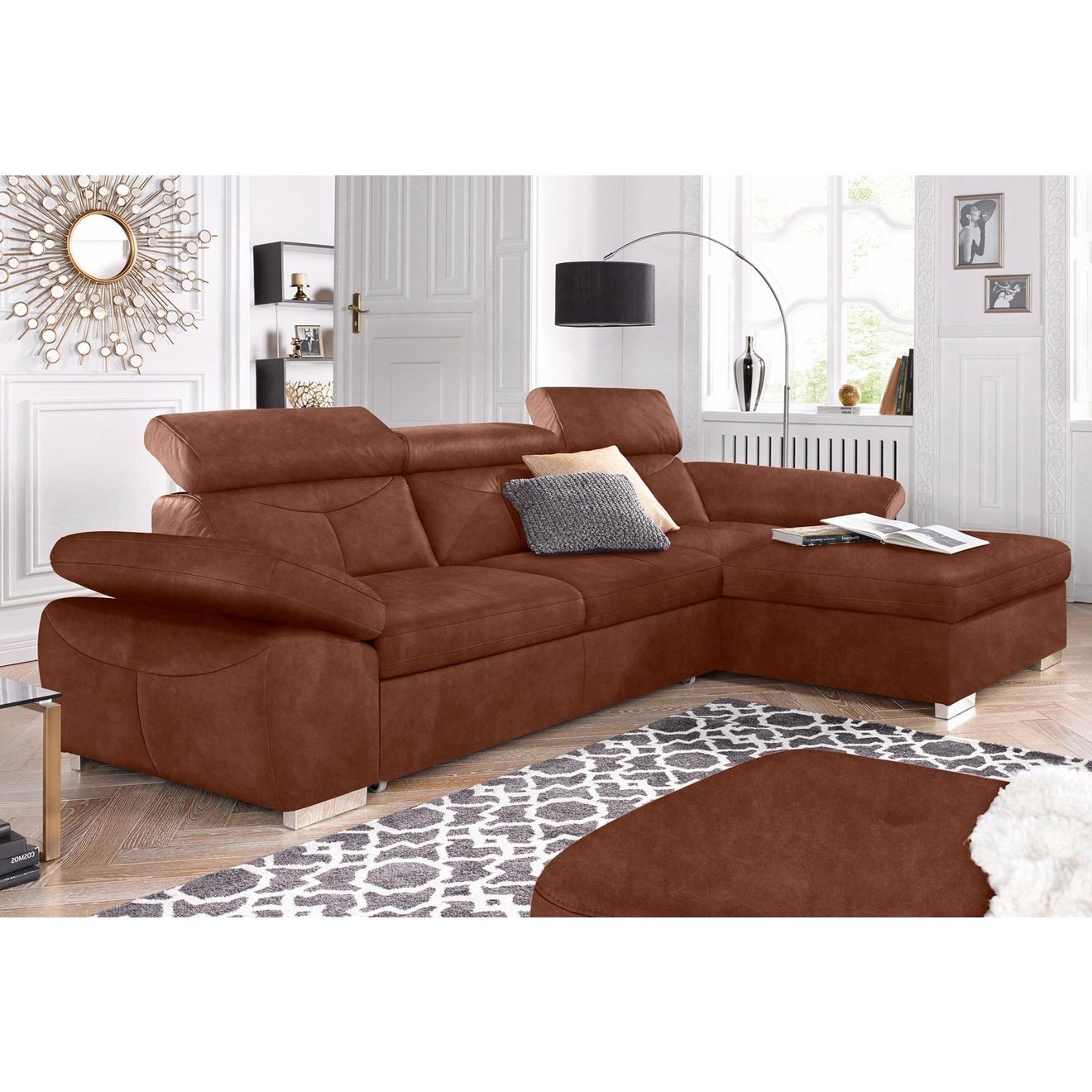 Exxpo - sofa fashion Hoekbank Spring, super comfortabel en comfortabel met arm- en hoofdsteunfunctie