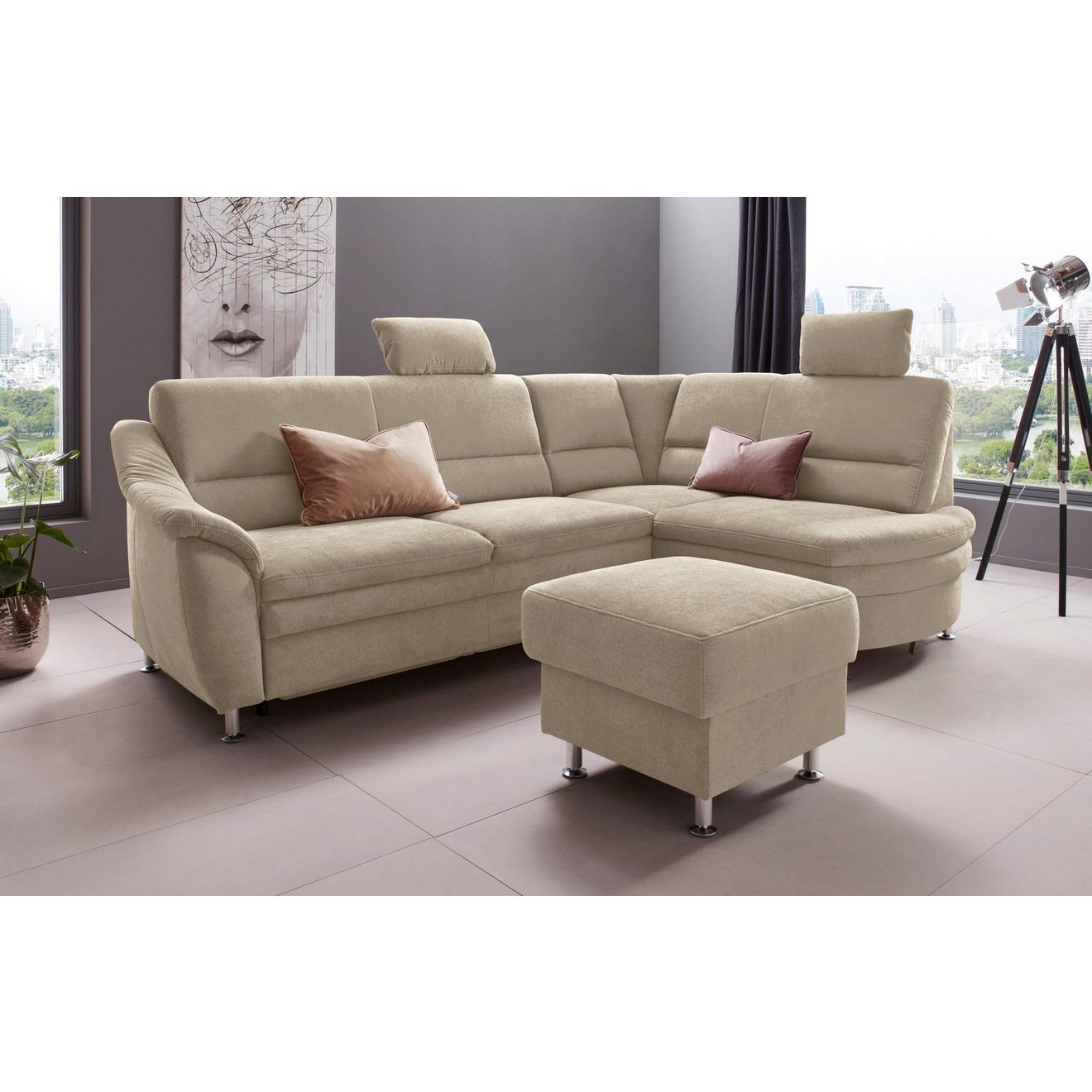 Places of Style Hoekbank Cardoso L-vorm Binnenvering, naar keuze met bed, lade
