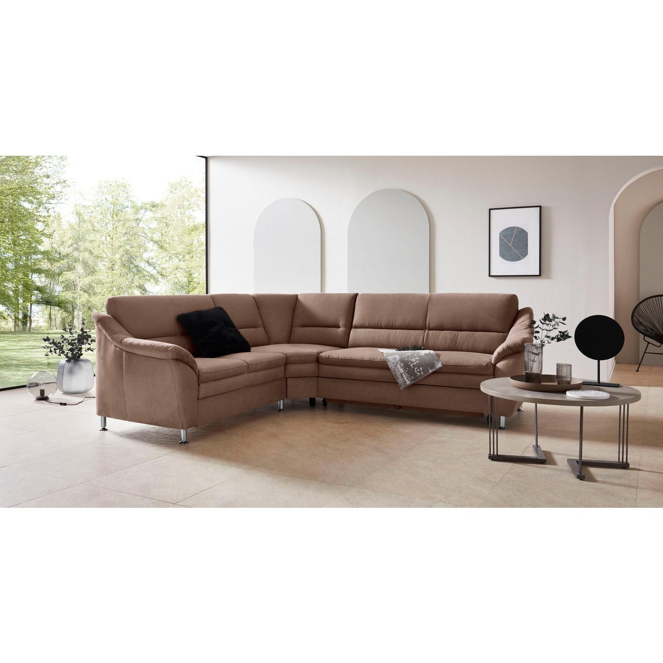 Places of Style Hoekbank Cardoso L-vorm met trapezehoek voor meer zitcomfort, naar keuze ook met slaapfunctie