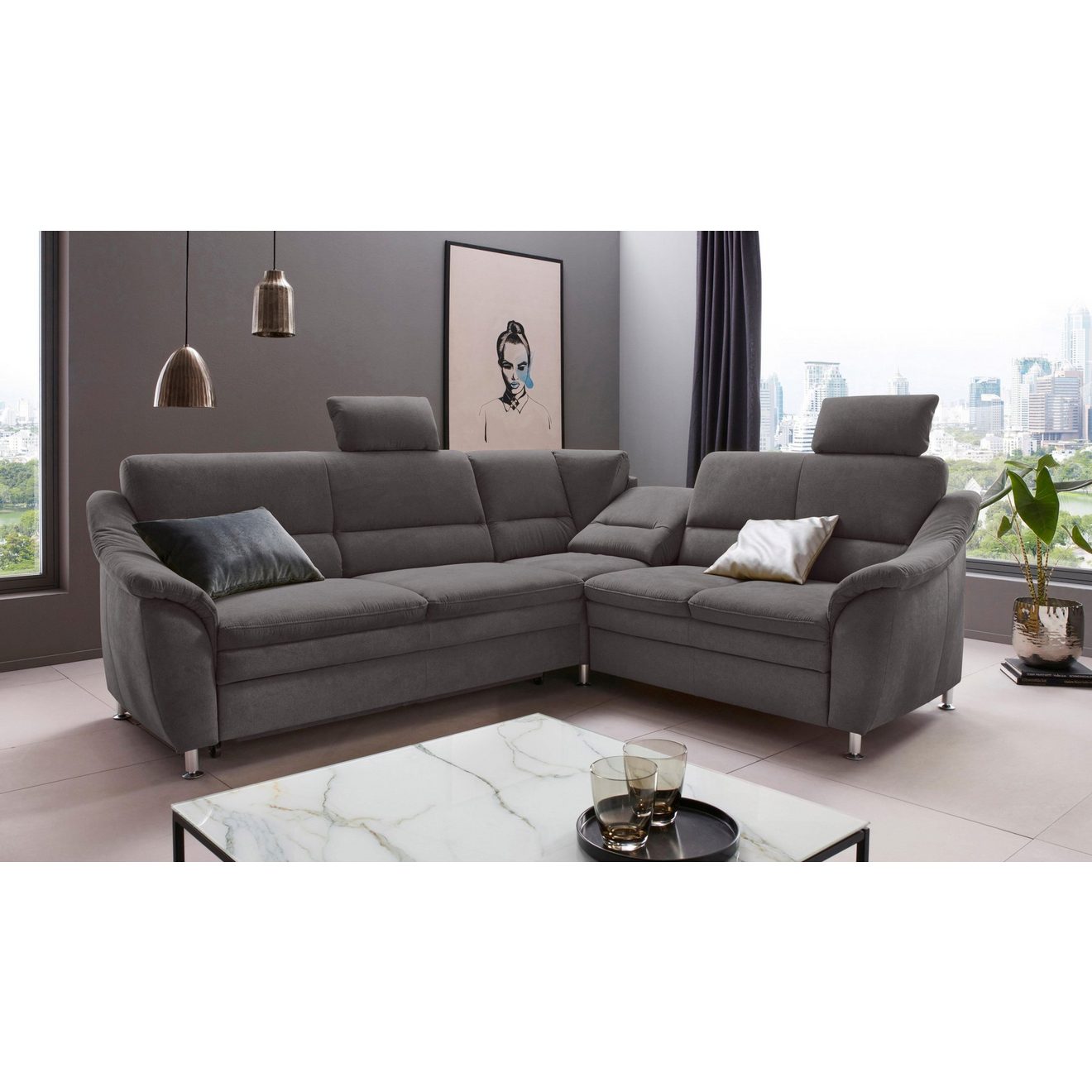 Places of Style Hoekbank Cardoso L-vorm Binnenvering, naar keuze met bed, lade, gedeeltelijk relaxfunctie