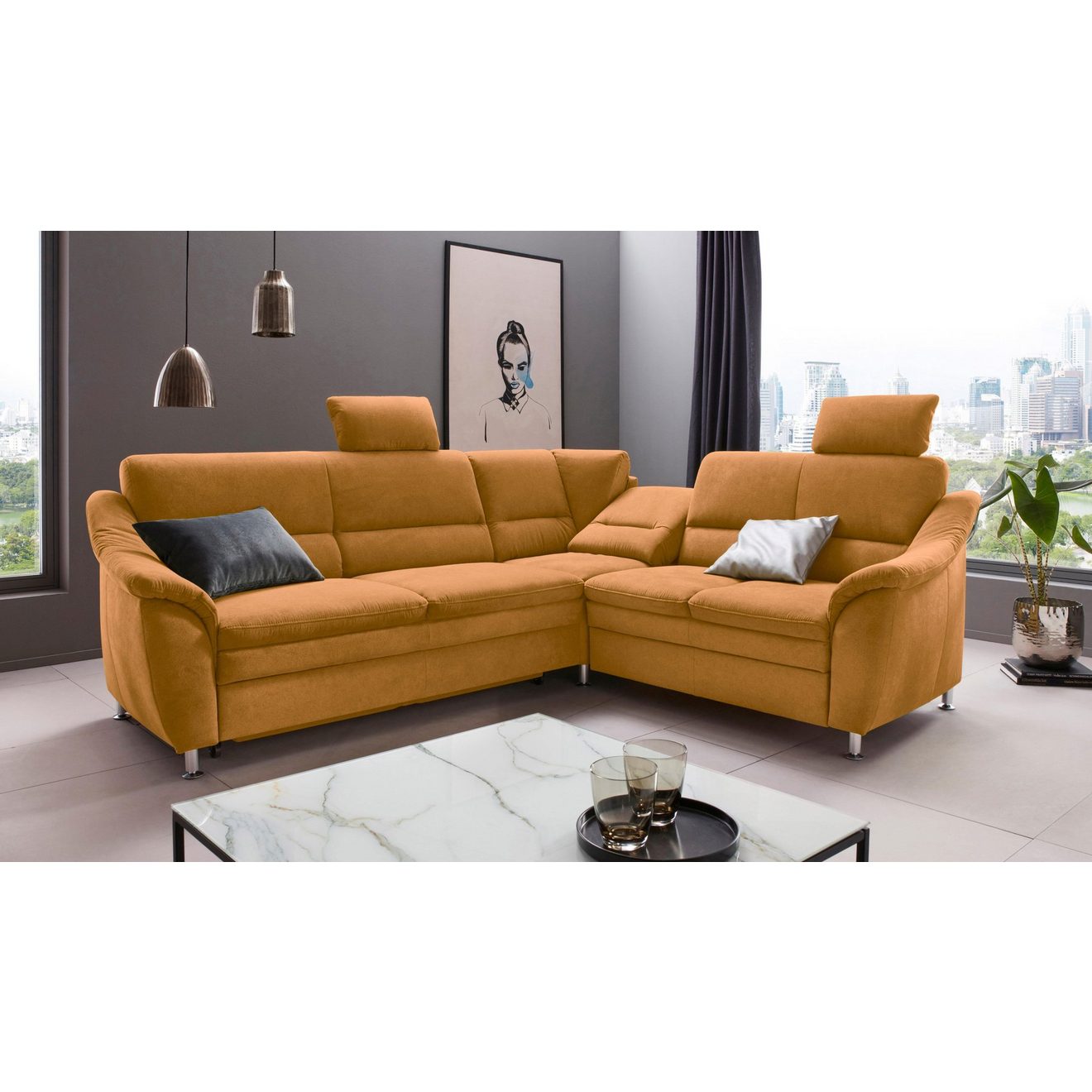 Places of Style Hoekbank Cardoso L-vorm Binnenvering, naar keuze met bed, lade, gedeeltelijk relaxfunctie