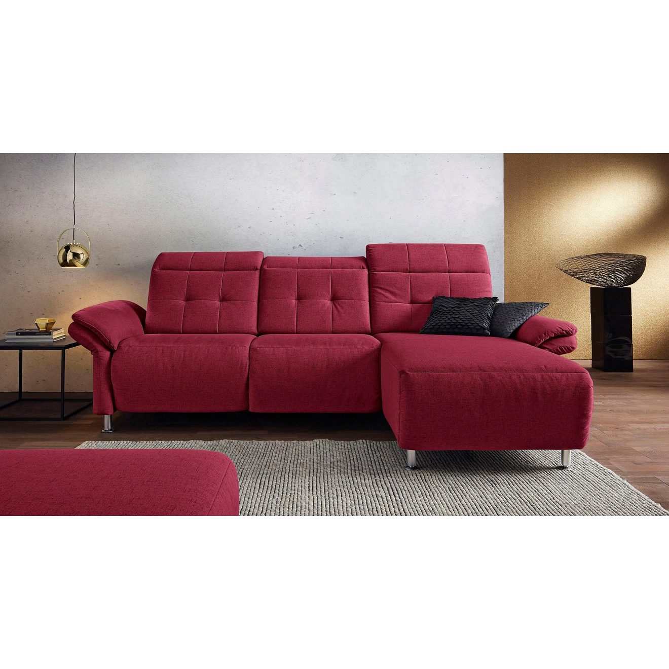 Places of Style Hoekbank Manhattan L-vorm bank met elektrische relaxfunctie, verstelbare armleuningen